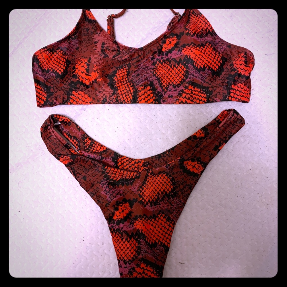 Red snake skin bathing suit